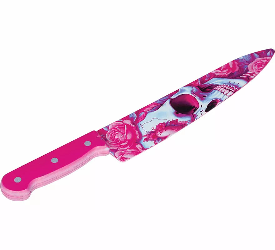 Cuchillo Calavera Rosa de 37 cm