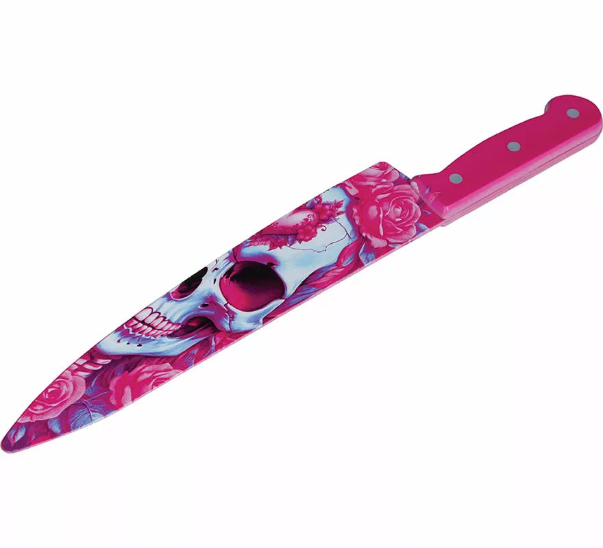 Cuchillo Calavera Rosa de 37 cm