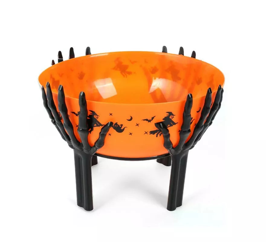 Translation missing: es.Cuenco naranja con base de brazos esqueleto de 26x18 cm