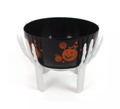 Cuenco negro con base de brazos esqueleto de 26x18 cm