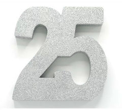 Decoración para mesa Número 25 Plata de FOAM de 202x205x30 mm