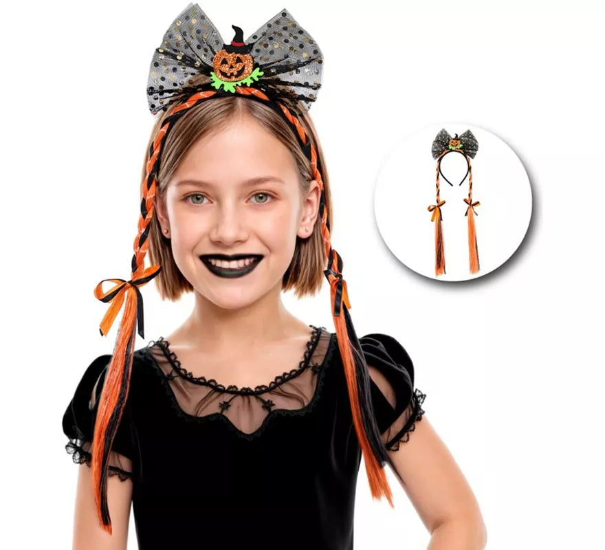 Translation missing: es.Diadema Calabaza con Dos Trenzas Infantil