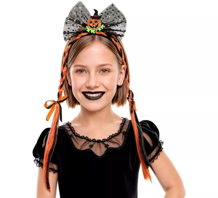Translation missing: es.Diadema Calabaza con Dos Trenzas Infantil