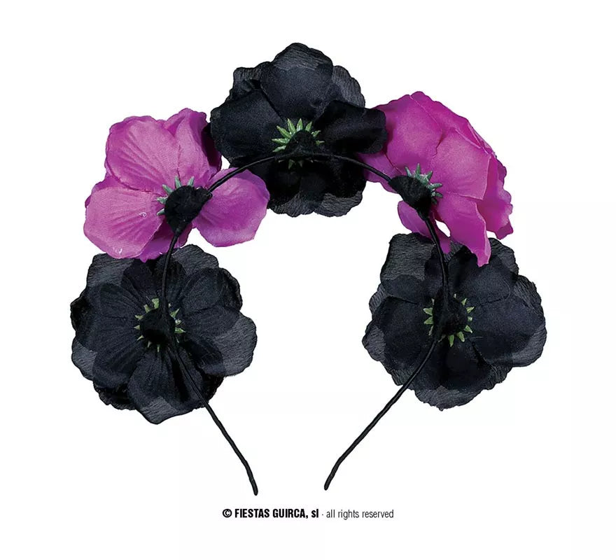 Translation missing: es.Diadema de Catrina Flores negras y púrpura