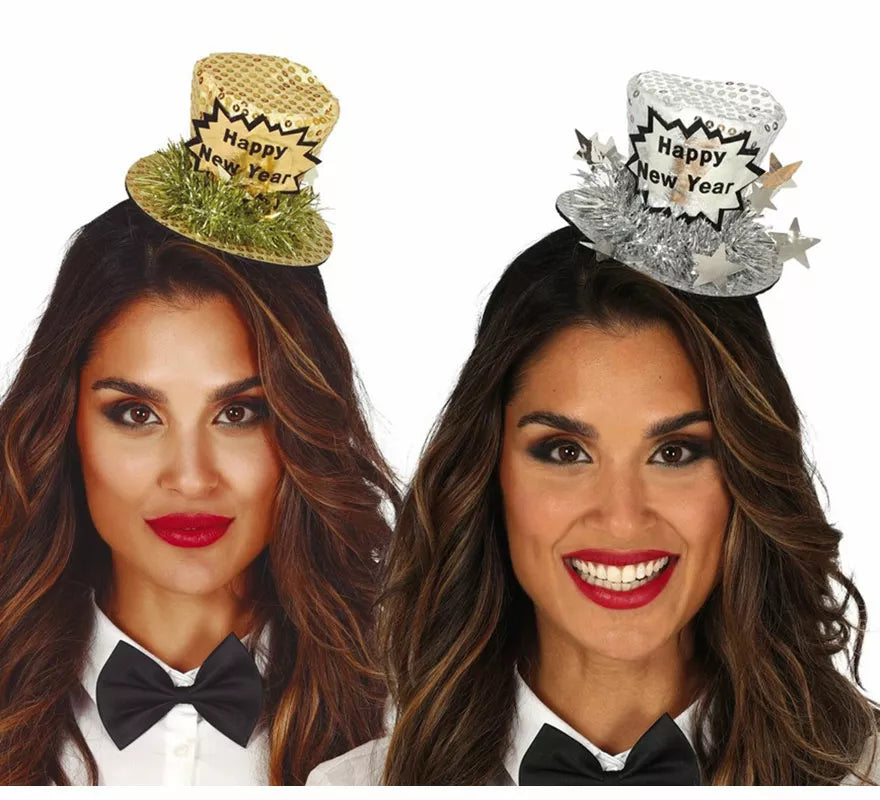 Translation missing: es.Diadema Chistera 'Happy New Year' Plata y Oro Surtidos