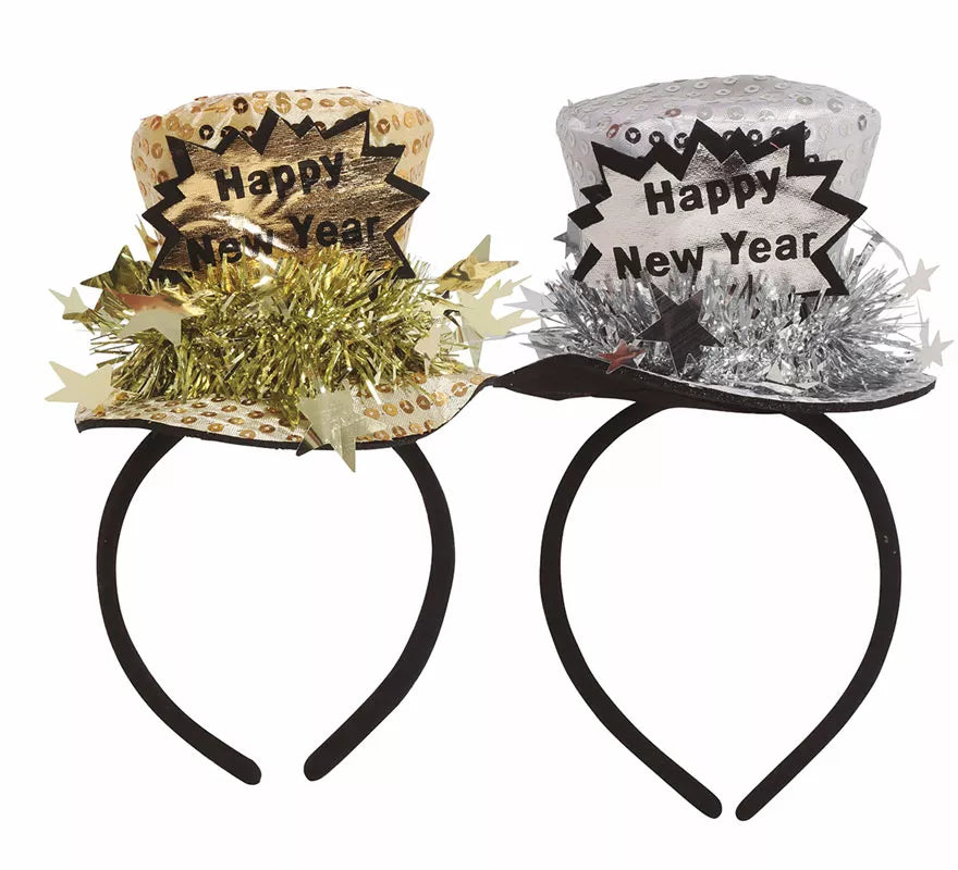 Translation missing: es.Diadema Chistera 'Happy New Year' Plata y Oro Surtidos