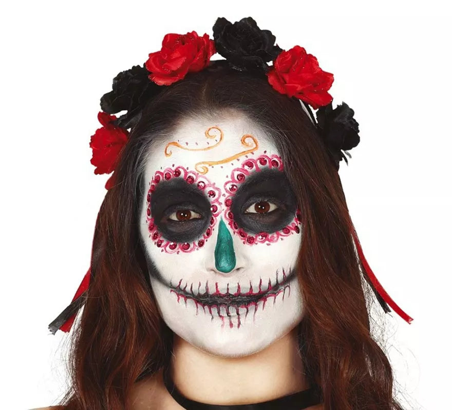 Diadema con Flores Rojas y Negras