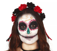 Diadema con Flores Rojas y Negras