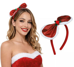Diadema con Lazo Navideño y Acebo