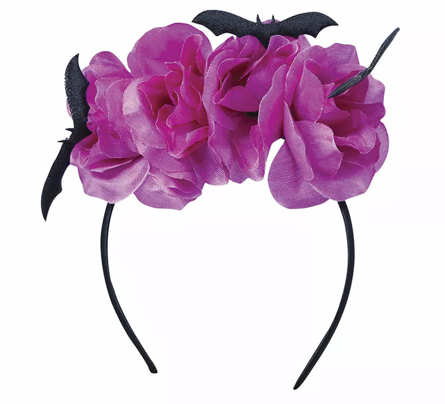Translation missing: es.Diadema con Murciélagos y Flores Lila