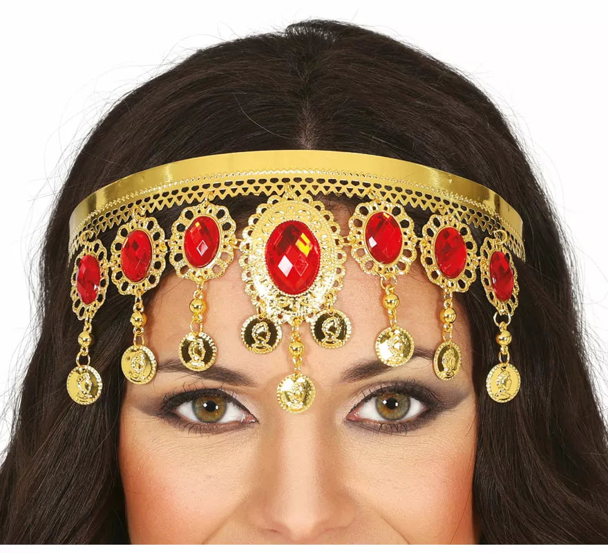 Translation missing: es.Diadema con Piedras rojas metálica