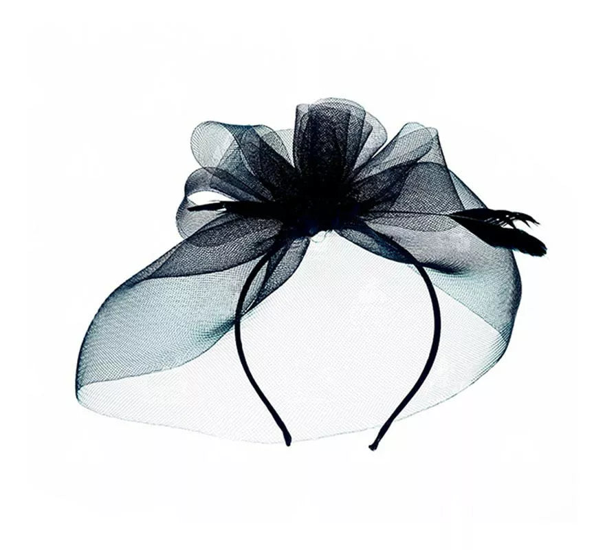 Translation missing: es.Diadema con Tocado de Viuda lazo negro