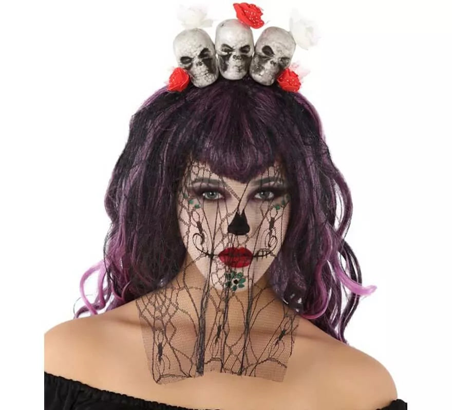 Translation missing: es.Diadema con Velo del Día de los Muertos