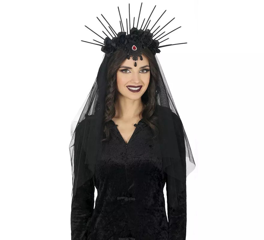 Translation missing: es.Diadema con Velo y Flores negras