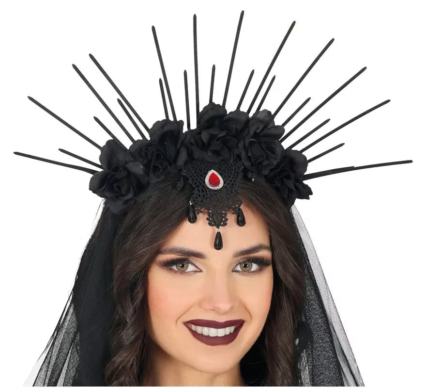 Translation missing: es.Diadema con Velo y Flores negras