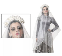 Diadema con Velo y Rosas Blancas de 129x19