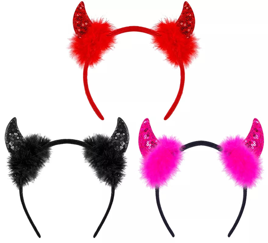 Translation missing: es.Diadema Cuernos Diablesa con Lentejuelas en varios colores