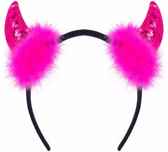 Diadema Cuernos Diablesa con Lentejuelas en varios colores