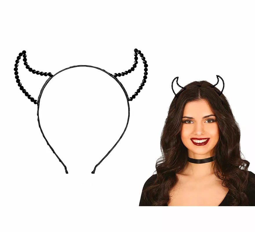 Translation missing: es.Diadema Cuernos negros de Demonio con Piedras Preciosas