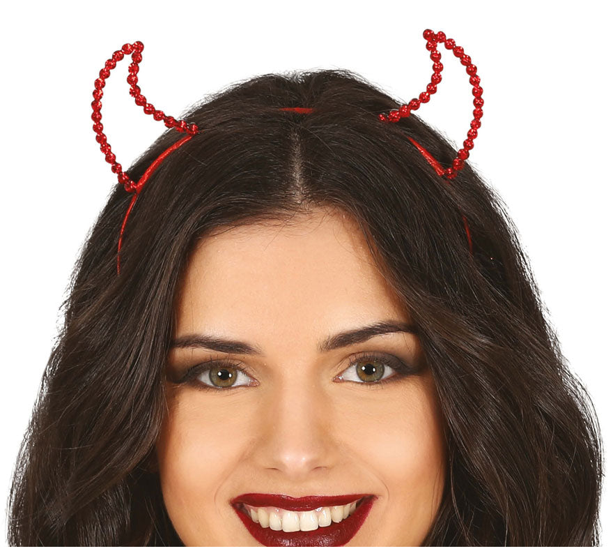 Translation missing: es.Diadema Cuernos Roja de Demonio con Piedras Preciosas