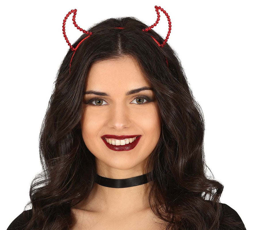 Translation missing: es.Diadema Cuernos Roja de Demonio con Piedras Preciosas