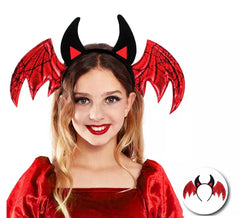 Diadema de Alas Diablesa con cuernos negros infantil