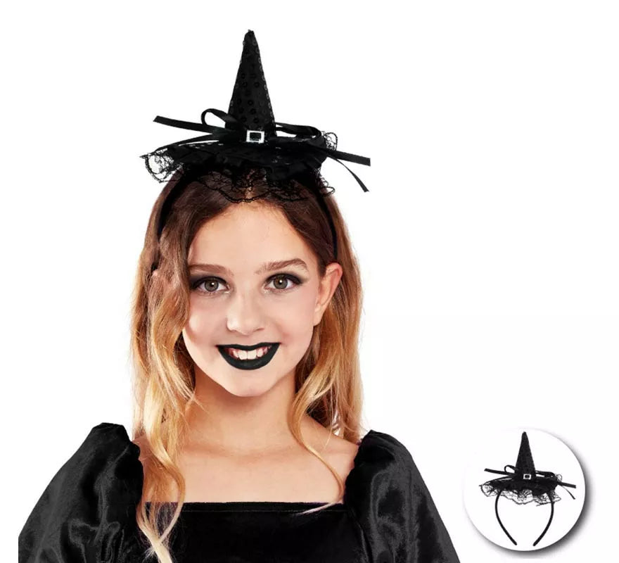 Translation missing: es.Diadema de Bruja con lentejuelas y lazo infantil en varios colores