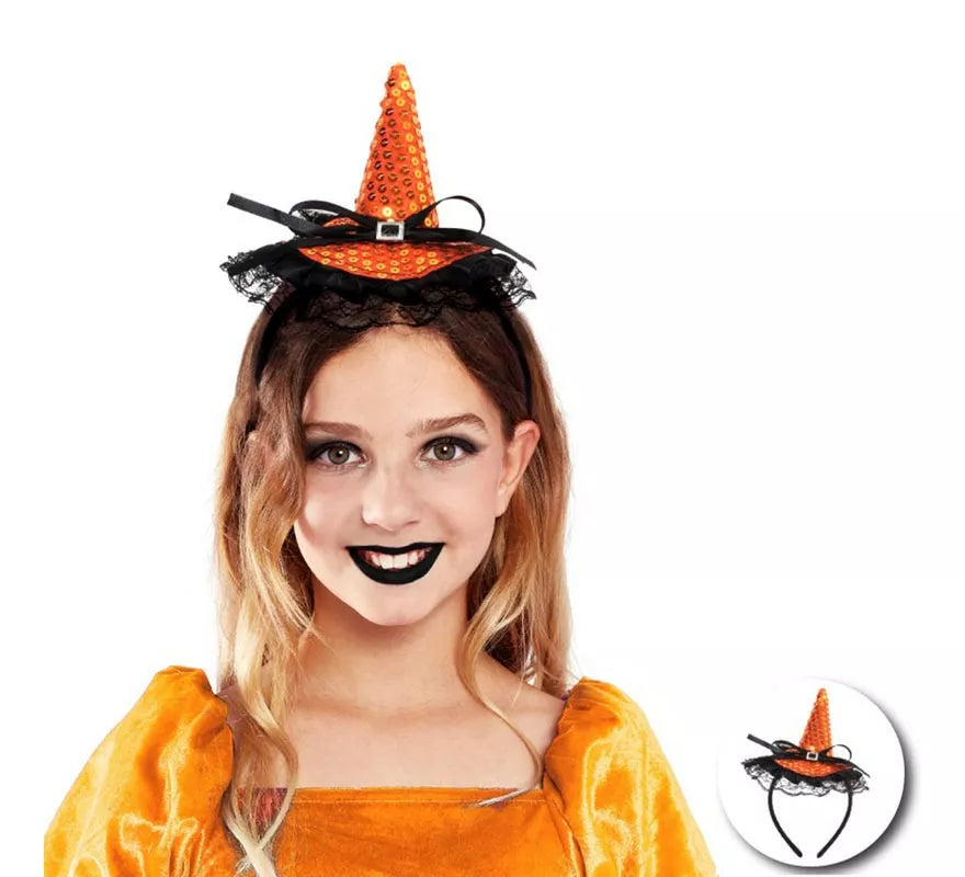 Translation missing: es.Diadema de Bruja con lentejuelas y lazo infantil en varios colores