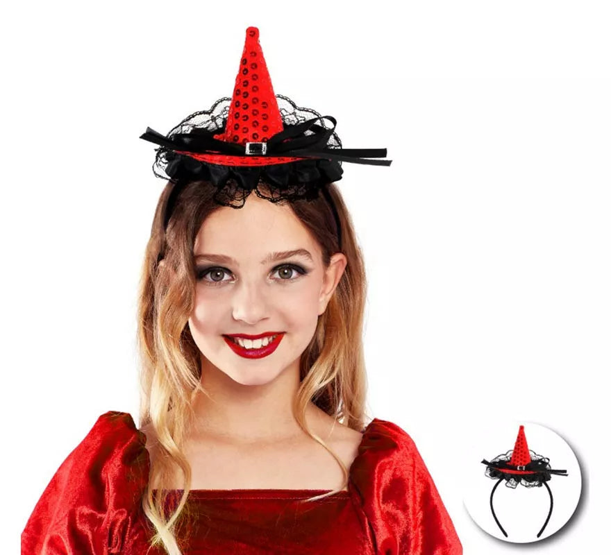 Translation missing: es.Diadema de Bruja con lentejuelas y lazo infantil en varios colores