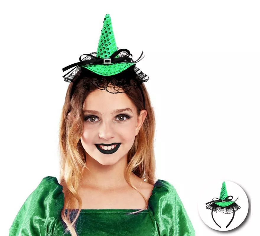Translation missing: es.Diadema de Bruja con lentejuelas y lazo infantil en varios colores