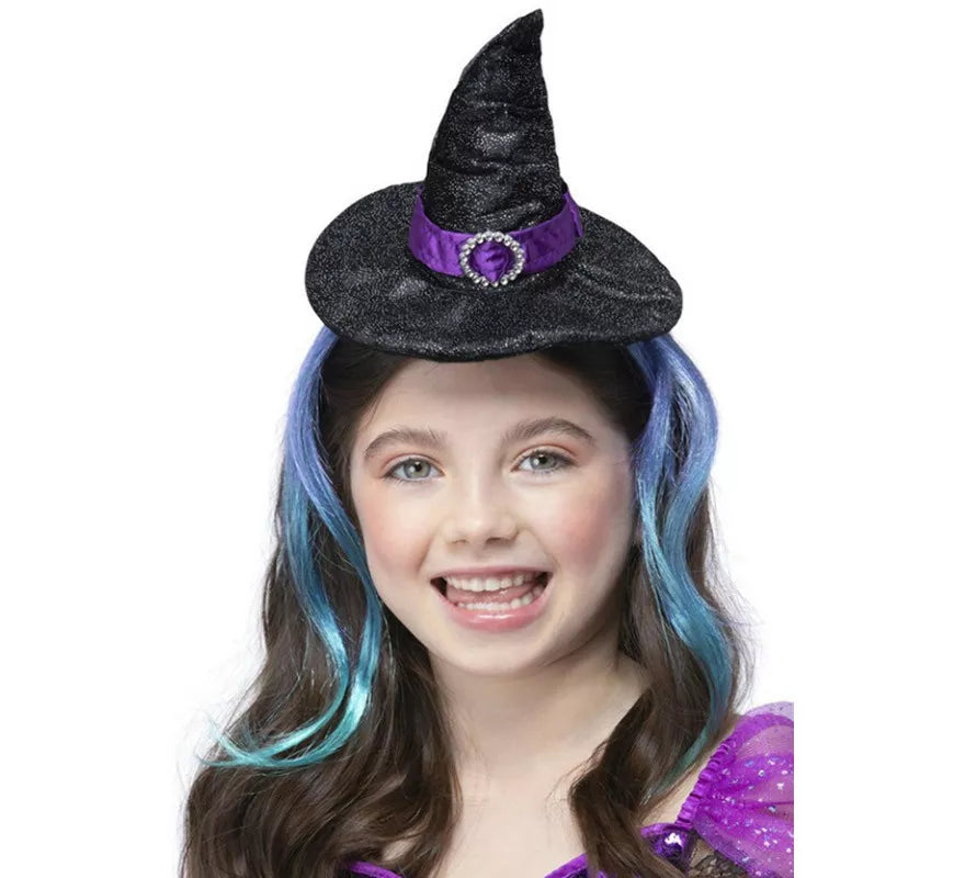Translation missing: es.Diadema de Bruja con Mechas Azules y Purpurina Infantil