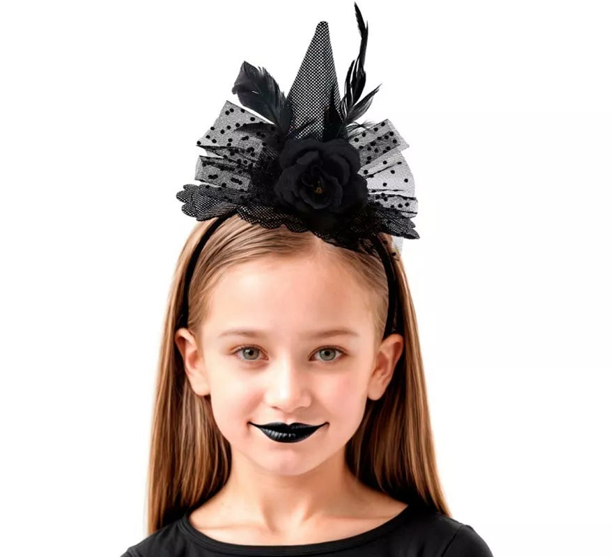 Translation missing: es.Diadema de Bruja con Rosa negra Infantil