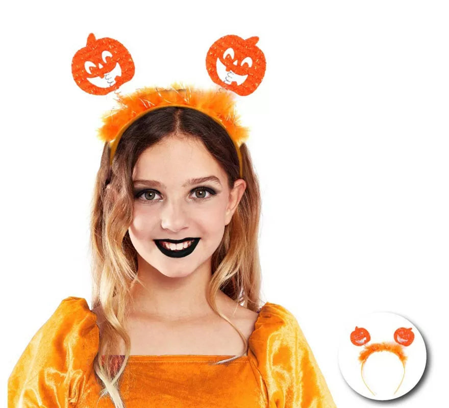 Translation missing: es.Diadema de Calabazas naranjas con plumas infantil