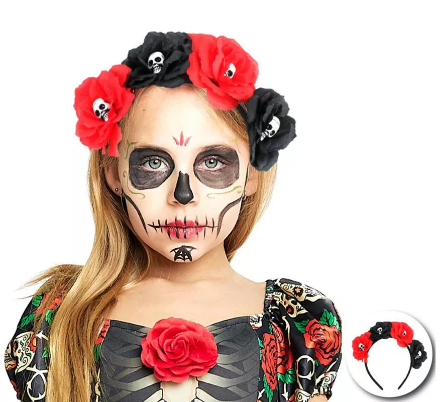 Diadema de Calavera con rosas infantil