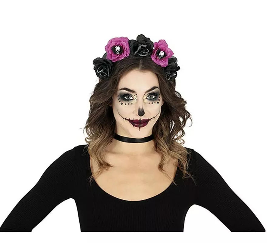 Translation missing: es.Diadema de Catrina Flores negras y púrpura