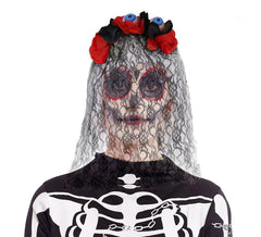 Diadema de Catrina Ojos con velo