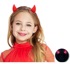 Diadema de Cuernos de Demonio cortos con luz infantil