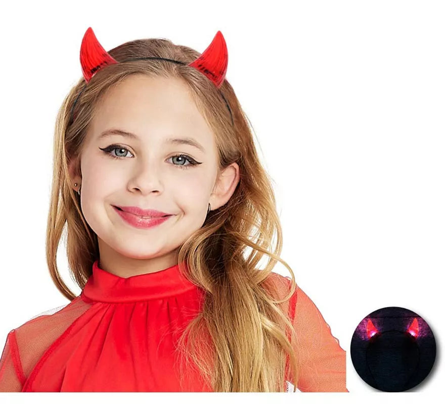 Translation missing: es.Diadema de Cuernos de Demonio cortos con luz infantil