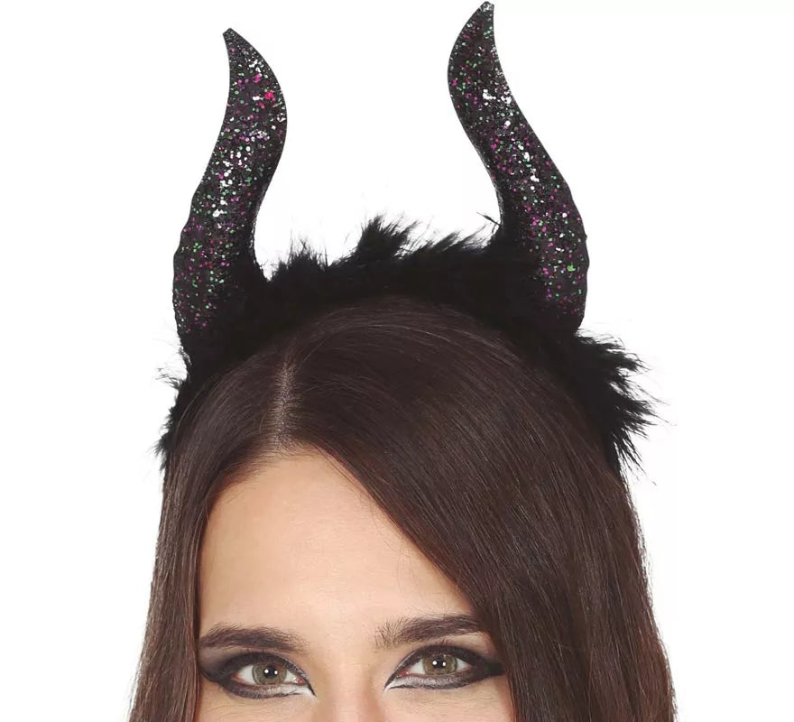 Translation missing: es.Diadema de Cuernos Negros Glitter