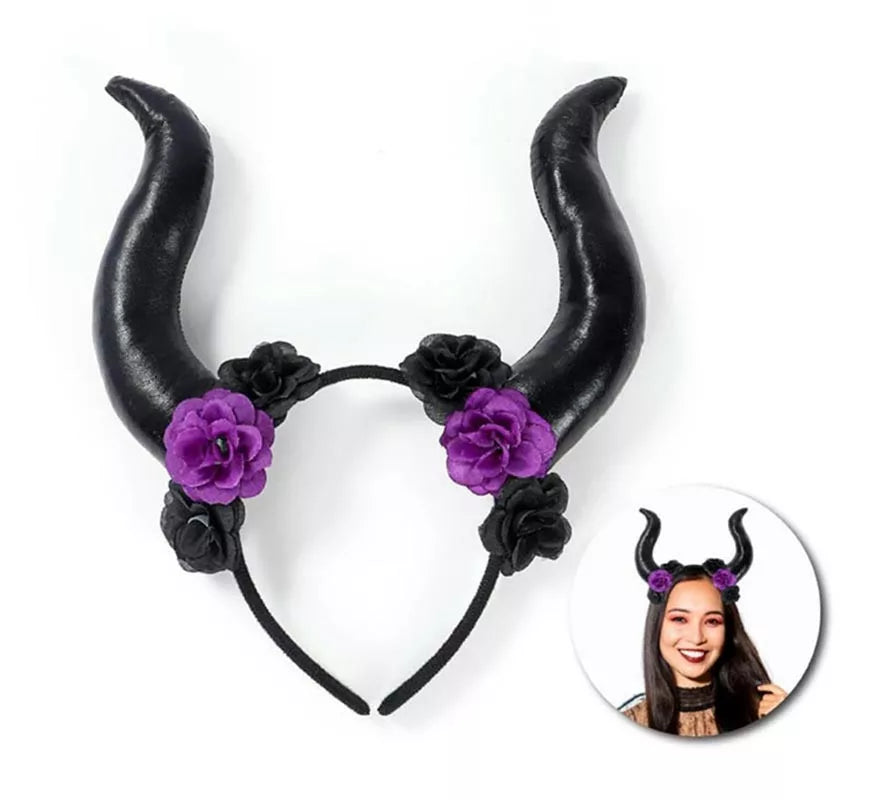 Translation missing: es.Diadema de Cuernos negros y flores