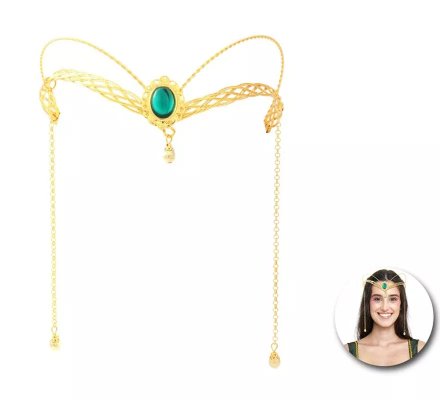 Translation missing: es.Diadema de Elfa Medieval con piedra verde
