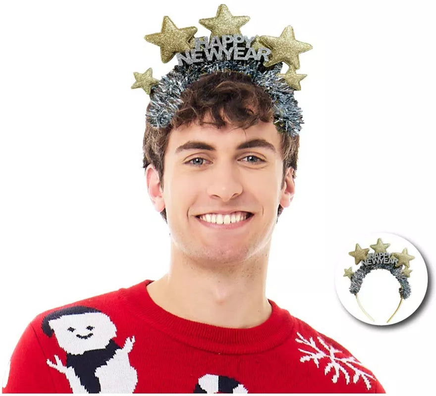 Translation missing: es.Diadema de Feliz Año Nuevo con estrellas doradas