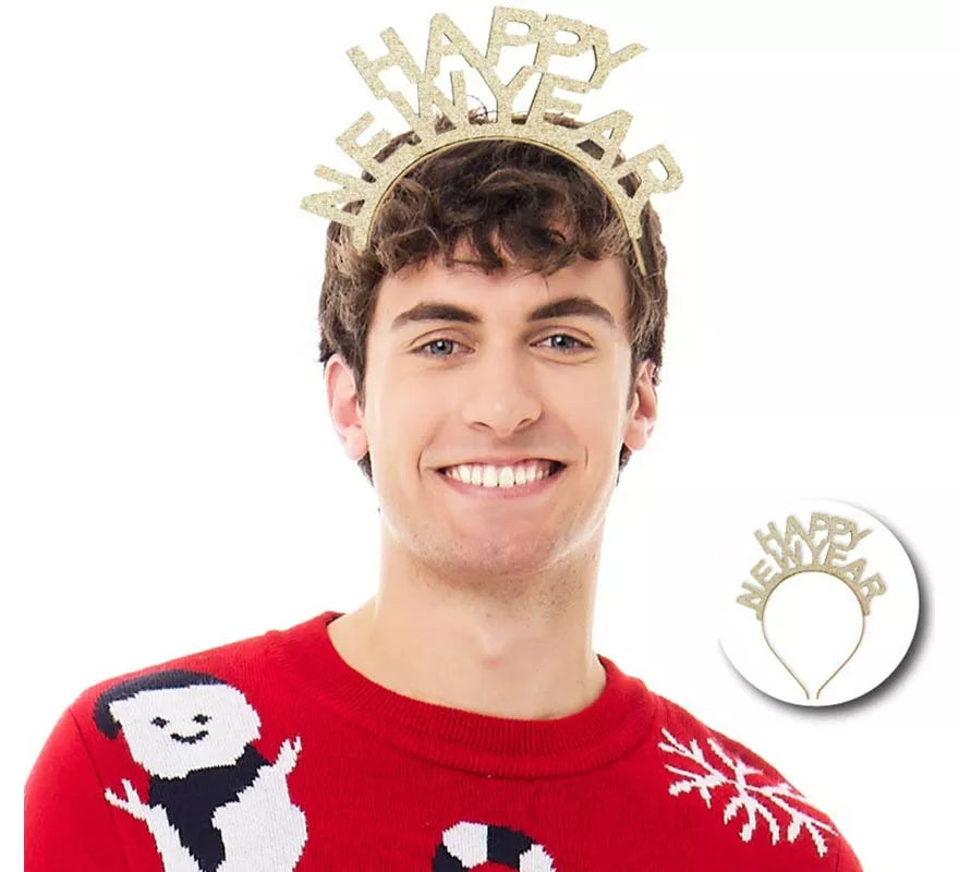 Translation missing: es.Diadema de Feliz Año Nuevo dorado brillante
