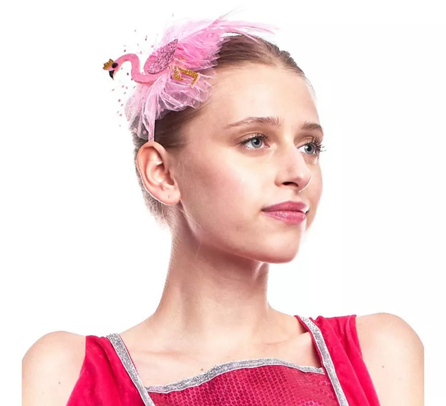 Translation missing: es.Diadema de Flamenco con Pluma rosa