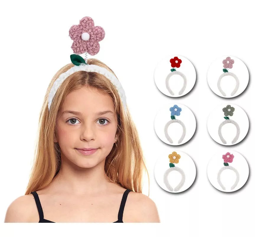 Translation missing: es.Diadema de Flor de peluche infantil en colores surtidos