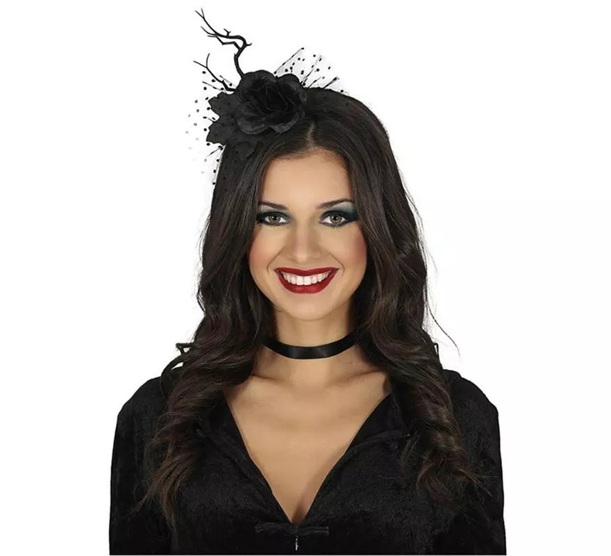 Translation missing: es.Diadema de Flor negra y velo