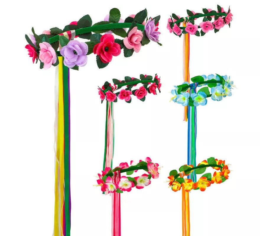 Translation missing: es.Diadema de Flores con Cintas Multicolor en 6 modelos surtidos
