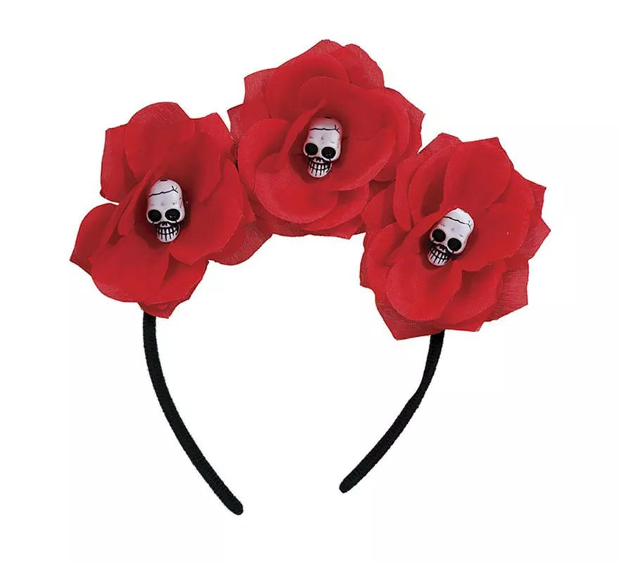 Translation missing: es.Diadema de Flores rojas con Calaveras