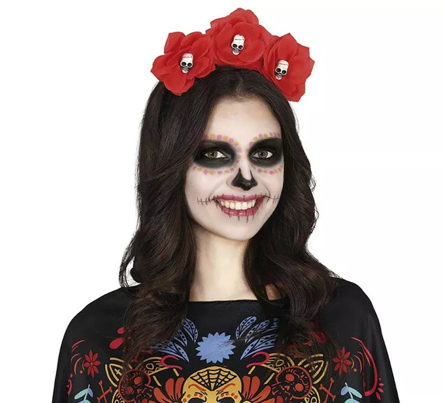 Translation missing: es.Diadema de Flores rojas con Calaveras