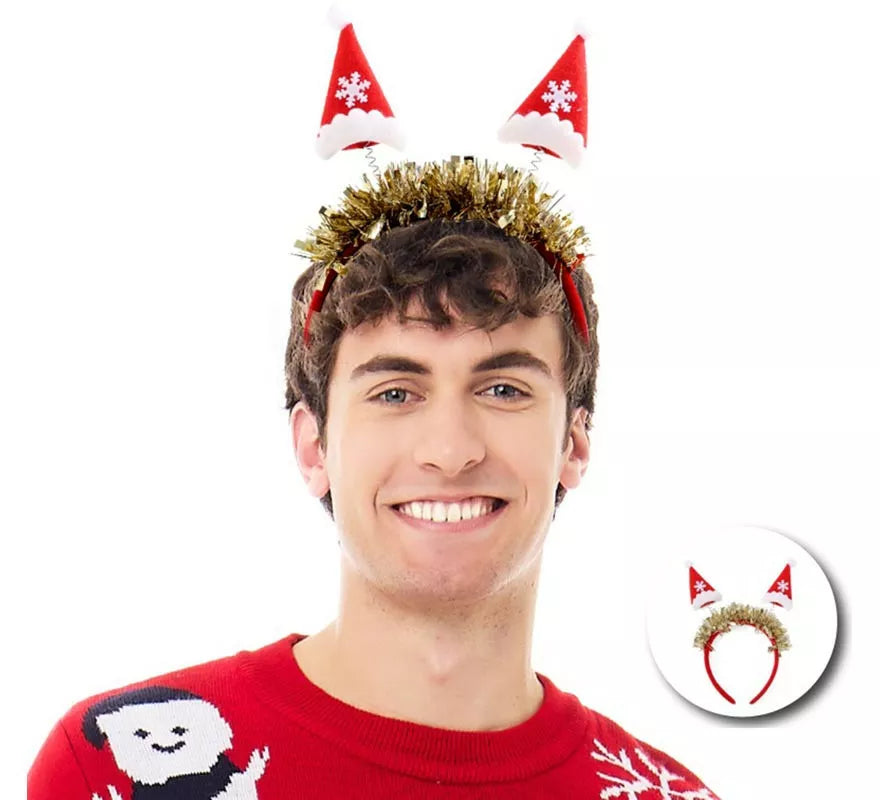 Translation missing: es.Diadema de Gorritos Navideños con virutas rojas